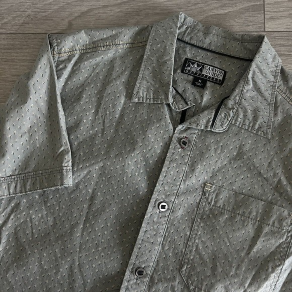 Canyon Guide Outfitters‎ Mens Gray Mini Floral Button Up Shirt Size Medium